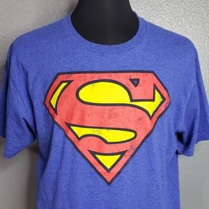DC Comics Blue Large PreOwned T-Shirt-Hero Superman Logo